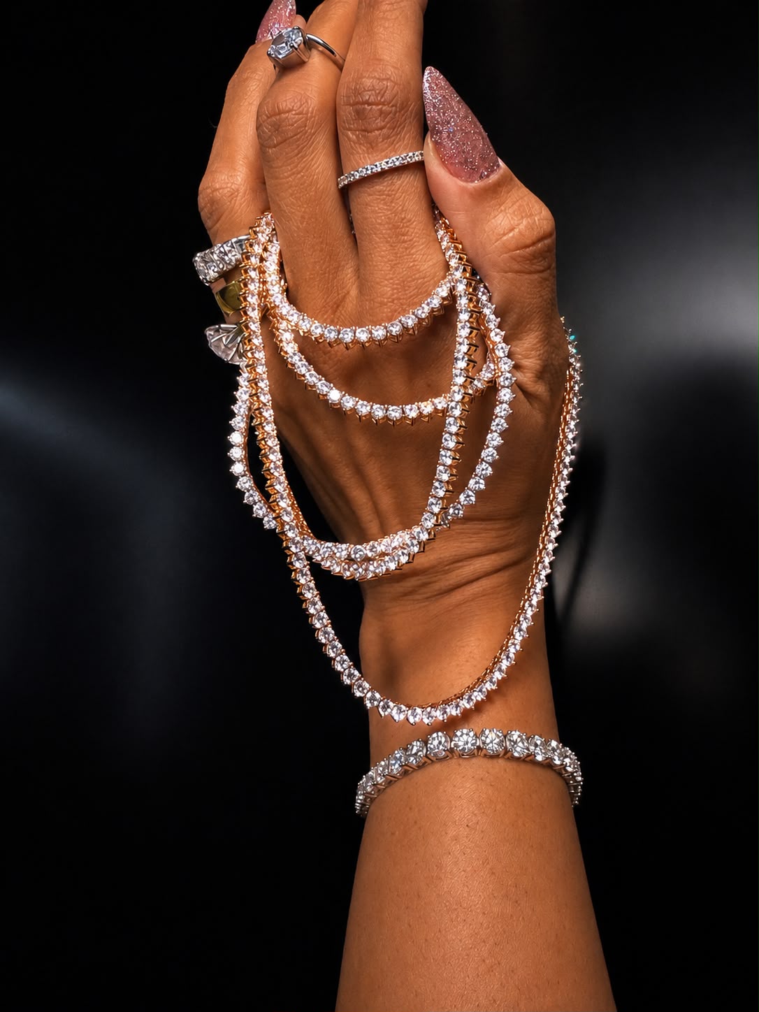 Conjunto de semijoias banhadas a ouro 18K com zircônias